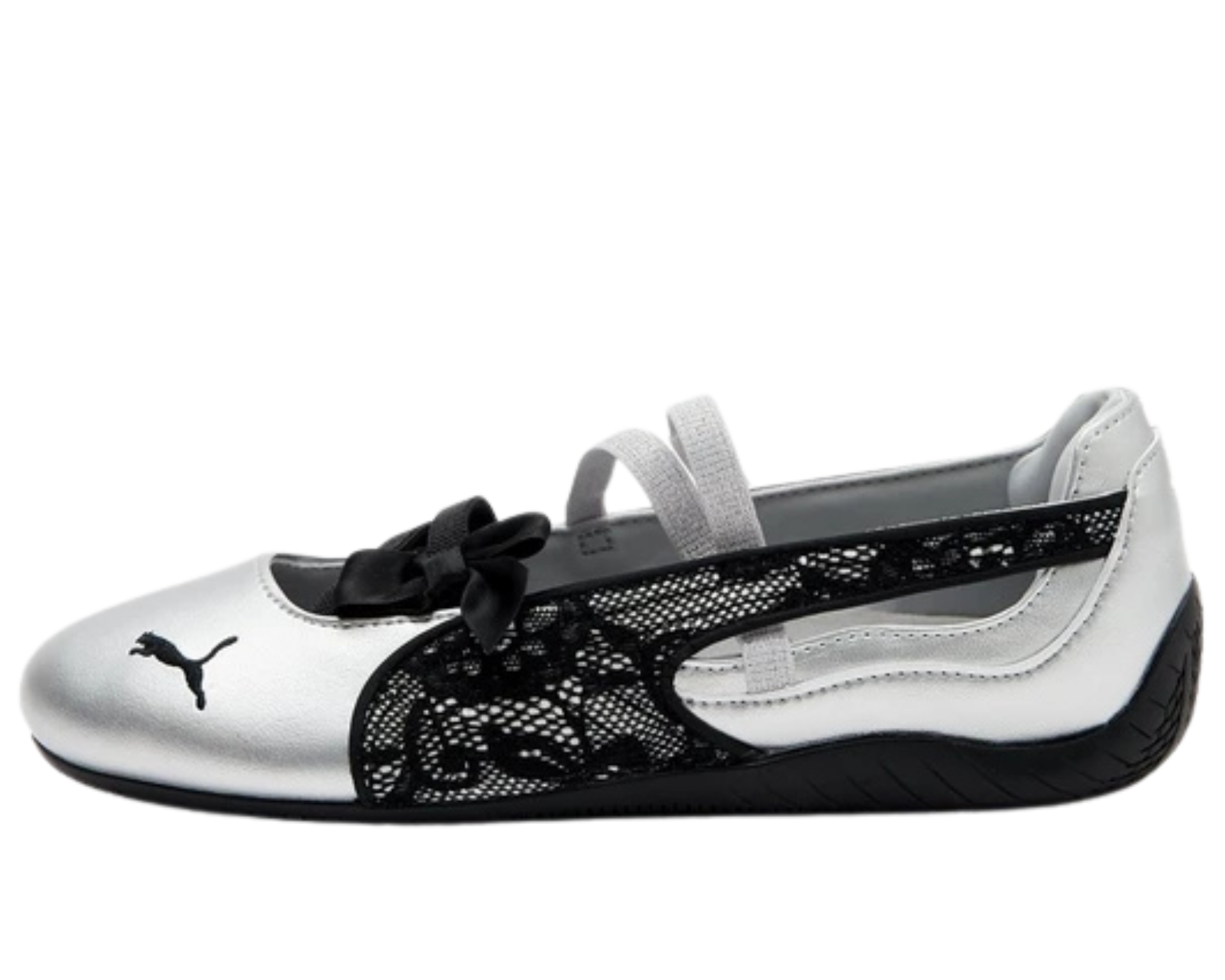 Untitled design (42) PUMA Speedcat Ballet Lace Bow – Silver Black - Image 1