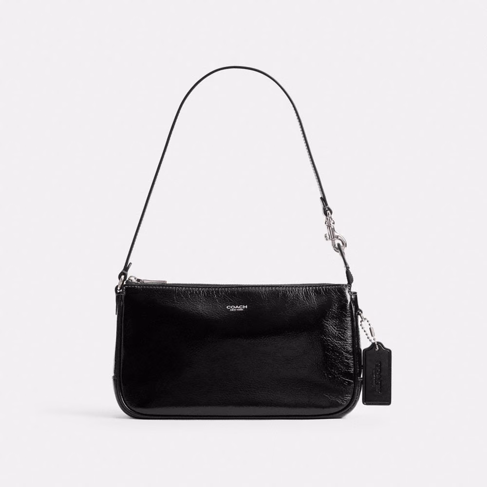 Coach Plaza Bag – Black Glazed (Silver hardware)
