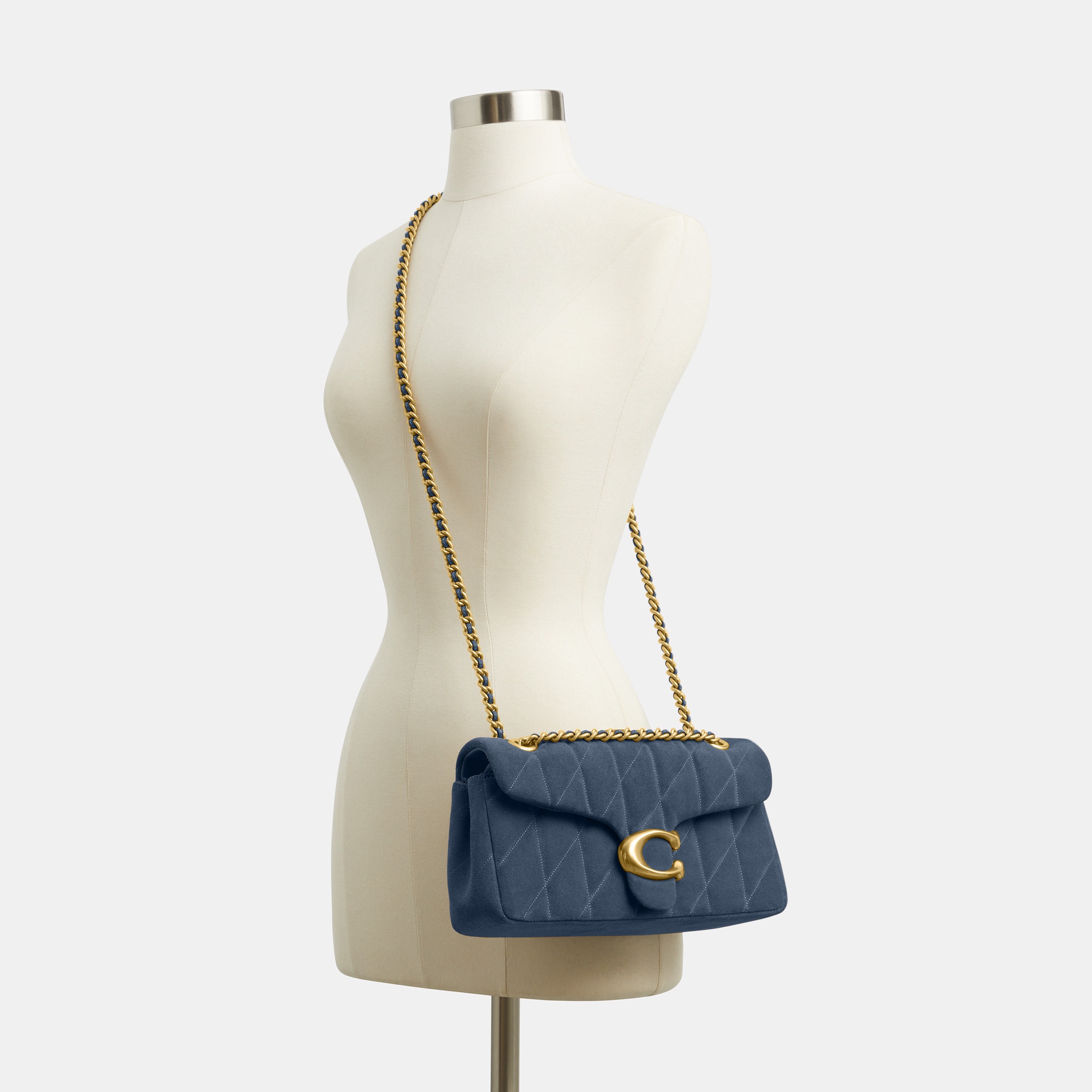 Coach Tabby Shoulder Bag 26 with Quilting – Light Blue Suede, photo 3 of 9
