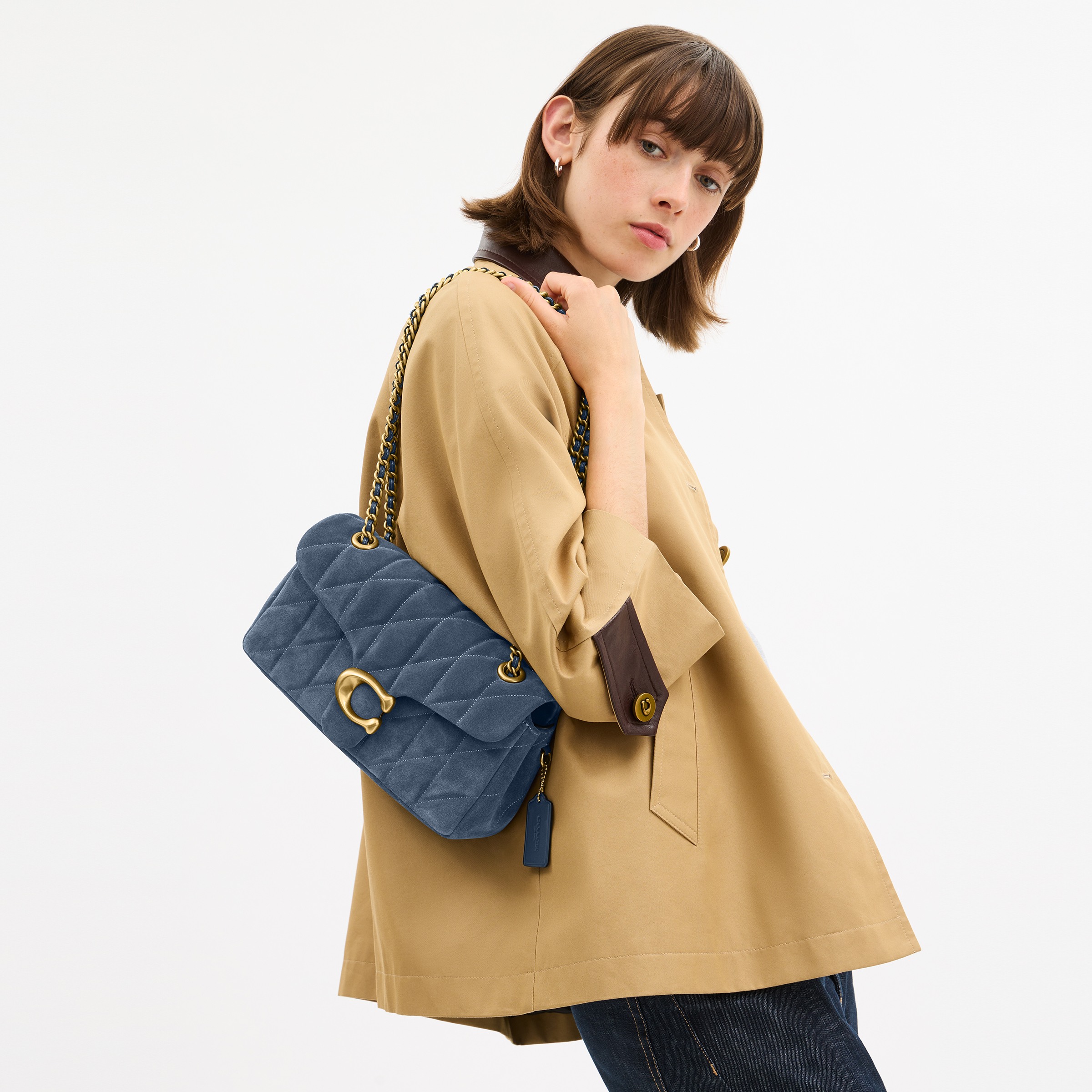 Coach Tabby Shoulder Bag 26 with Quilting – Light Blue Suede, photo 2 of 9
