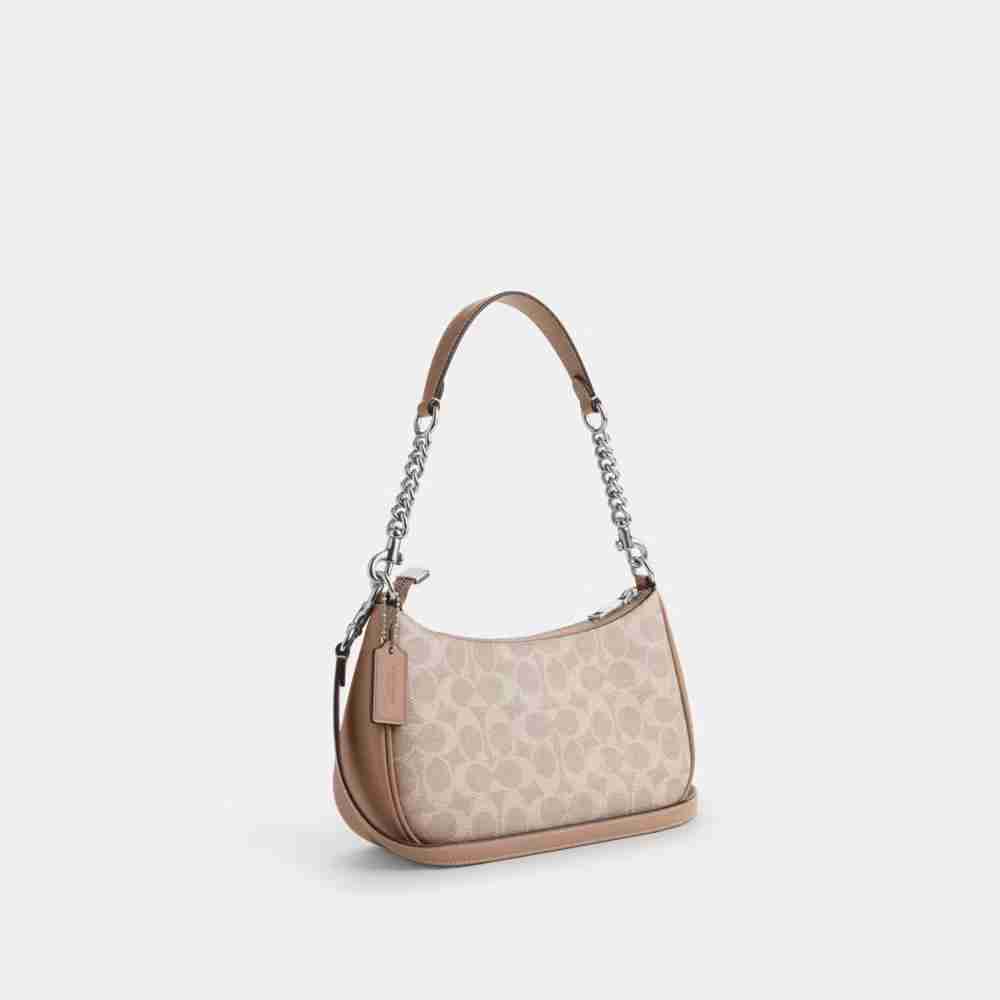 Coach Teri Shoulder Bag in Signature Canvas – Beige (Silver hardware), photo 8 of 8
