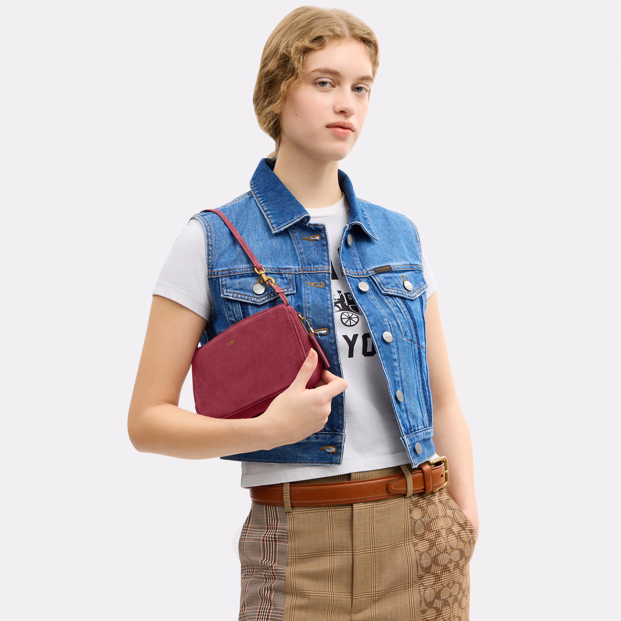Coach Plaza Bag – Pink Suede, photo 3 of 9