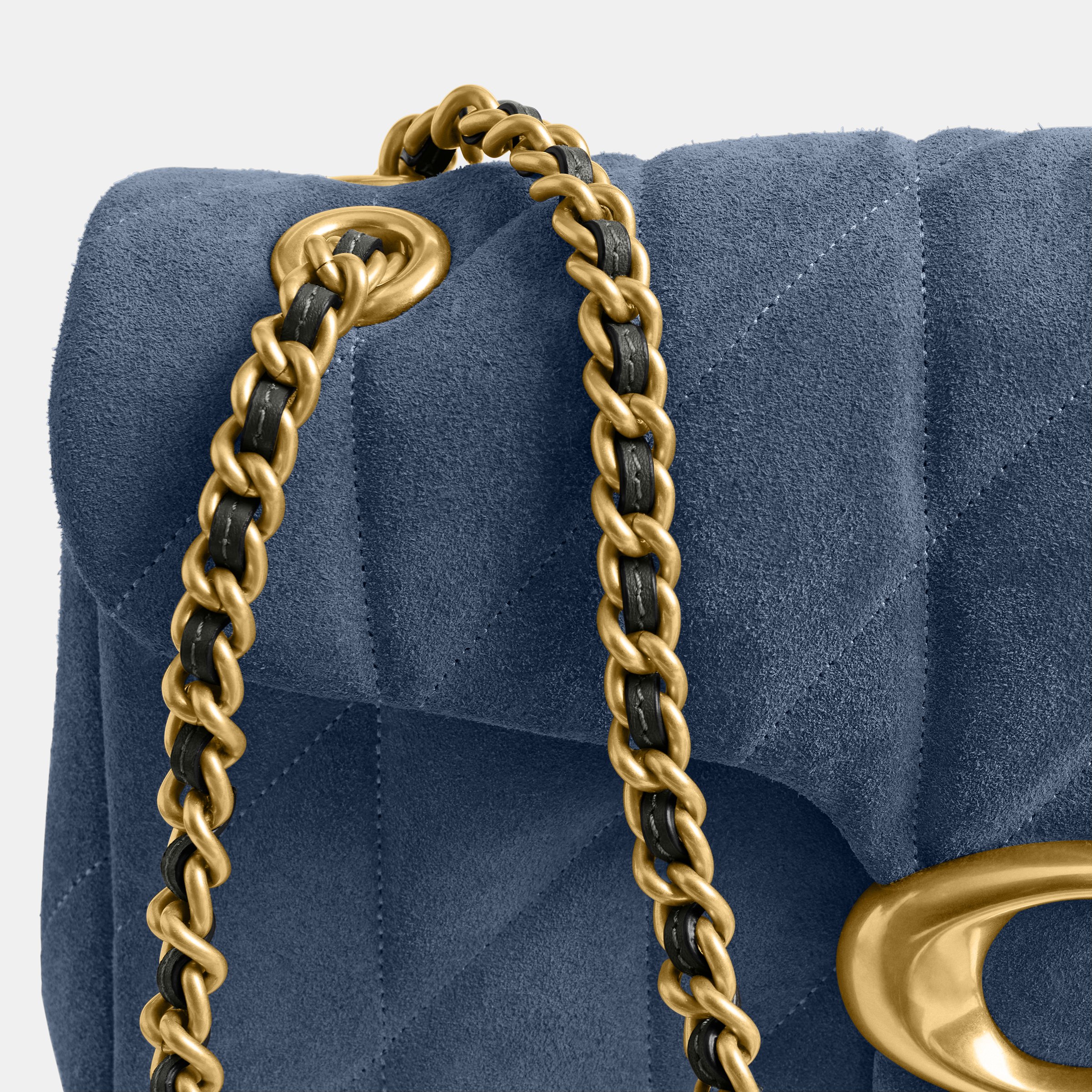 Coach Tabby Shoulder Bag 26 with Quilting – Light Blue Suede, photo 4 of 9