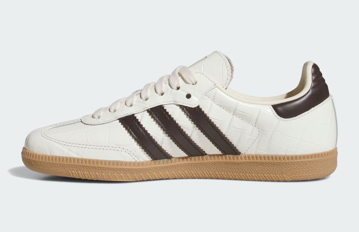 Adidas Samba “Faux Croc” – Wonder White / Dark Brown / Gum, photo 2 of 5