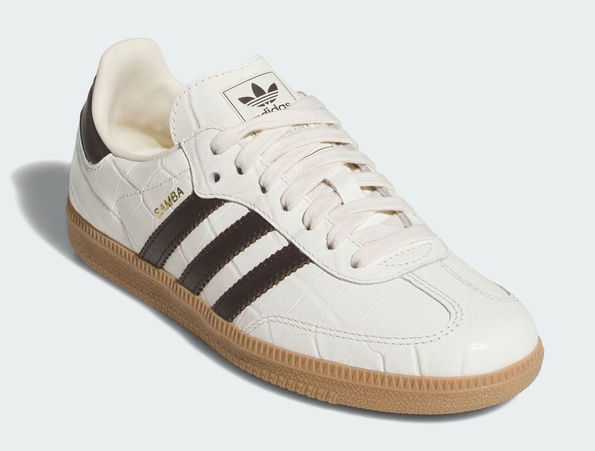Adidas Samba “Faux Croc” – Wonder White / Dark Brown / Gum, photo 3 of 5