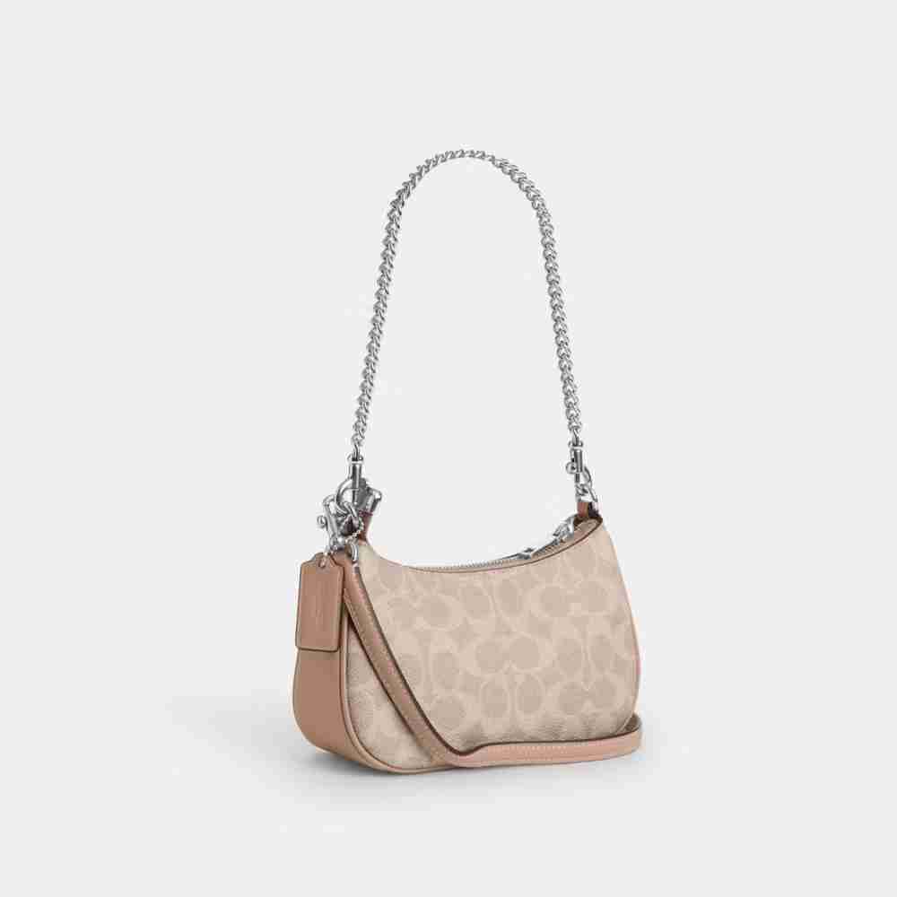 Coach Teri Mini Crossbody Bag in Signature Canvas – Beige (Silver hardware), photo 8 of 8